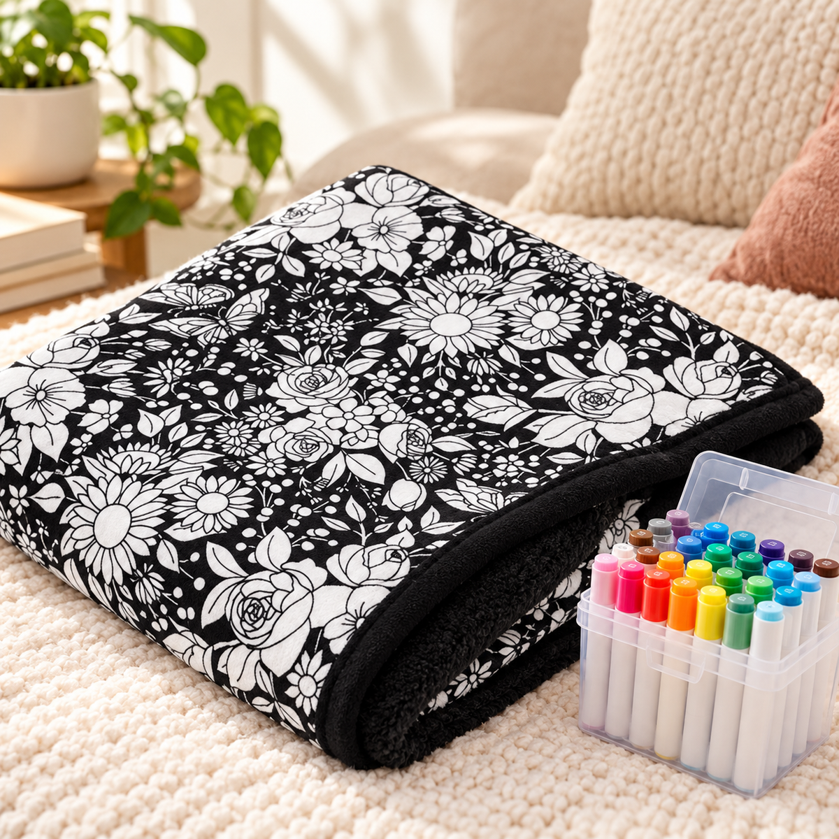 LuchiLu Coloring Blanket for Adults