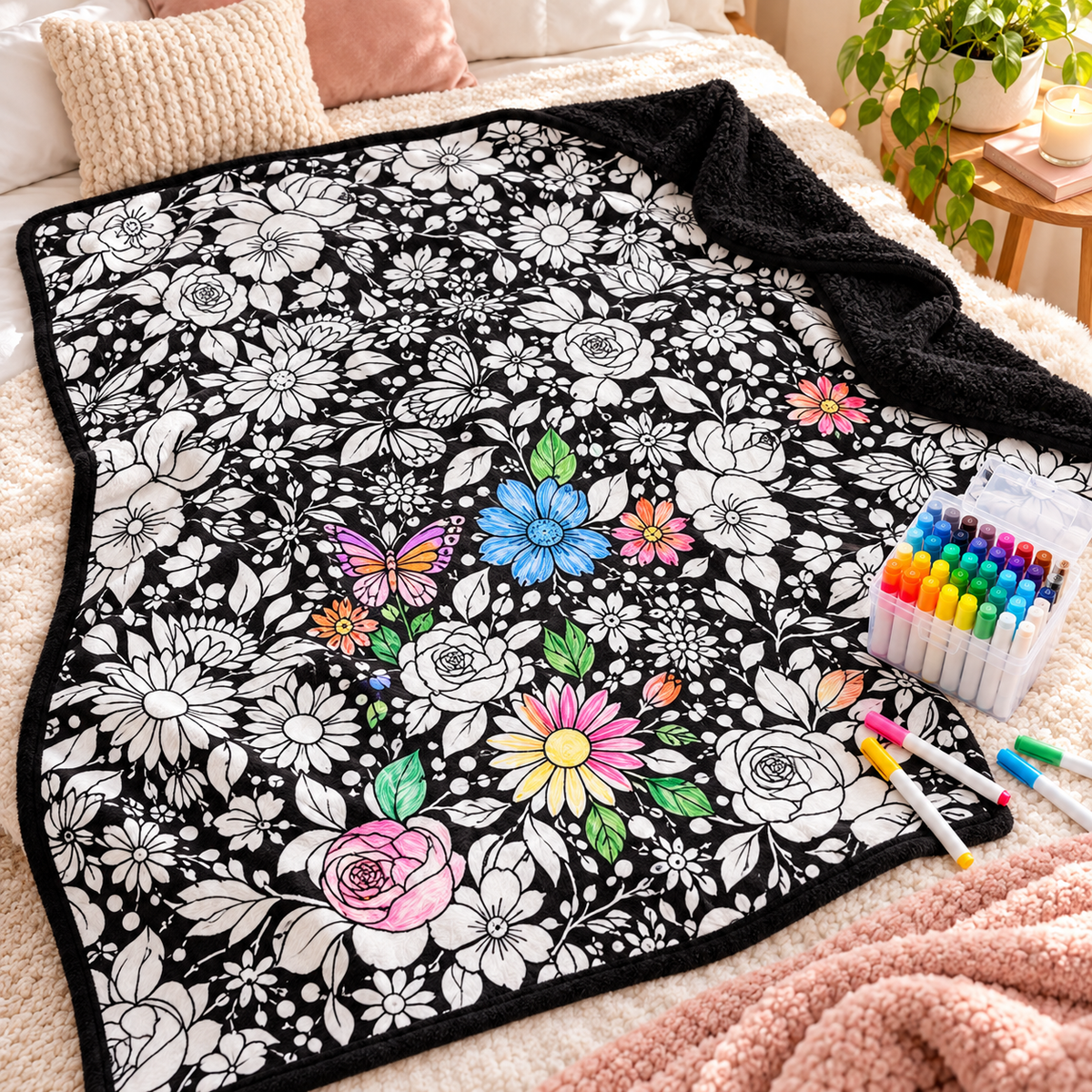 LuchiLu Coloring Blanket for Adults