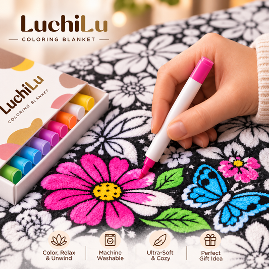 LuchiLu Coloring Blanket for Adults